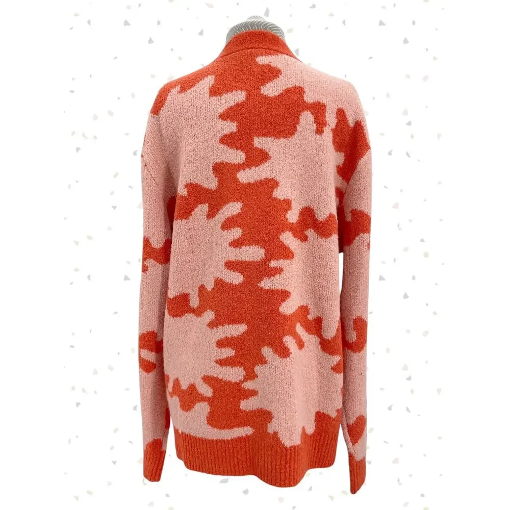 Icecream Cardigan Splat Button Down Wool Mix Sweater True Red Orange BBC Size L